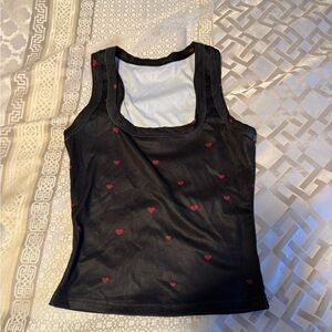 Black tank top with hearts